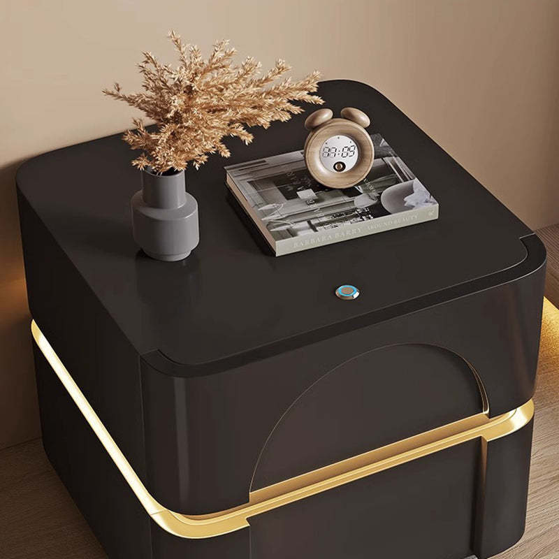 Minimalist Solid Wood Carbon Steel 2-Drawer Nightstand