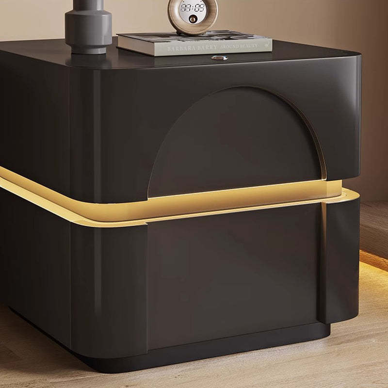 Minimalist Solid Wood Carbon Steel 2-Drawer Nightstand