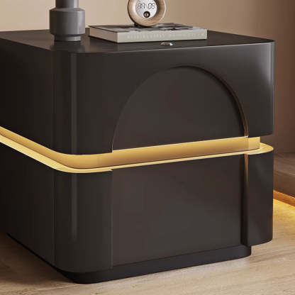 Minimalist Solid Wood Carbon Steel 2-Drawer Nightstand