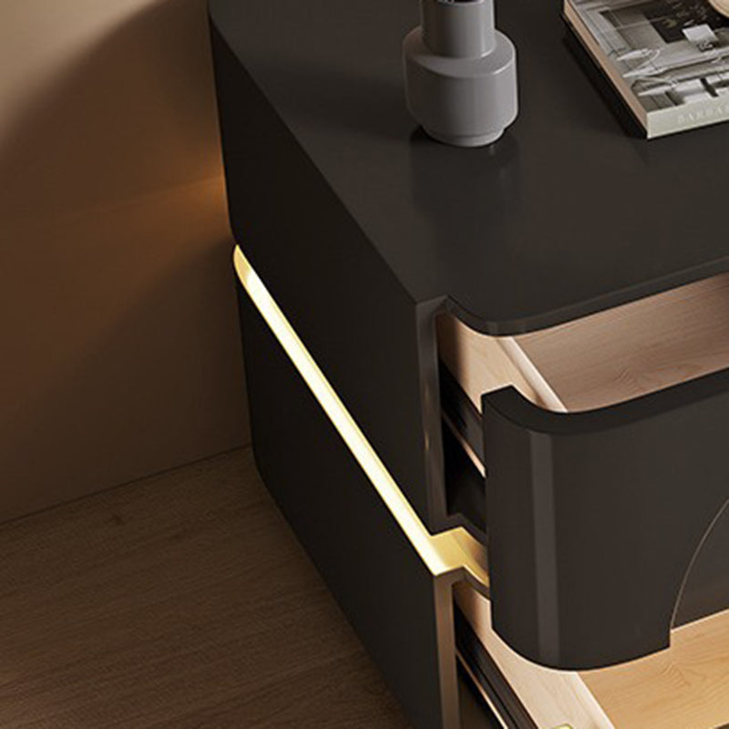 Minimalist Solid Wood Carbon Steel 2-Drawer Nightstand