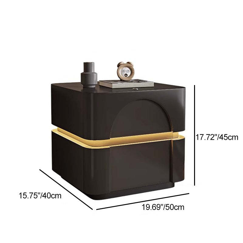 Minimalist Solid Wood Carbon Steel 2-Drawer Nightstand