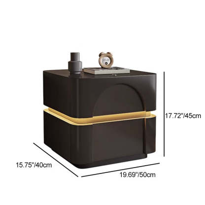 Minimalist Solid Wood Carbon Steel 2-Drawer Nightstand