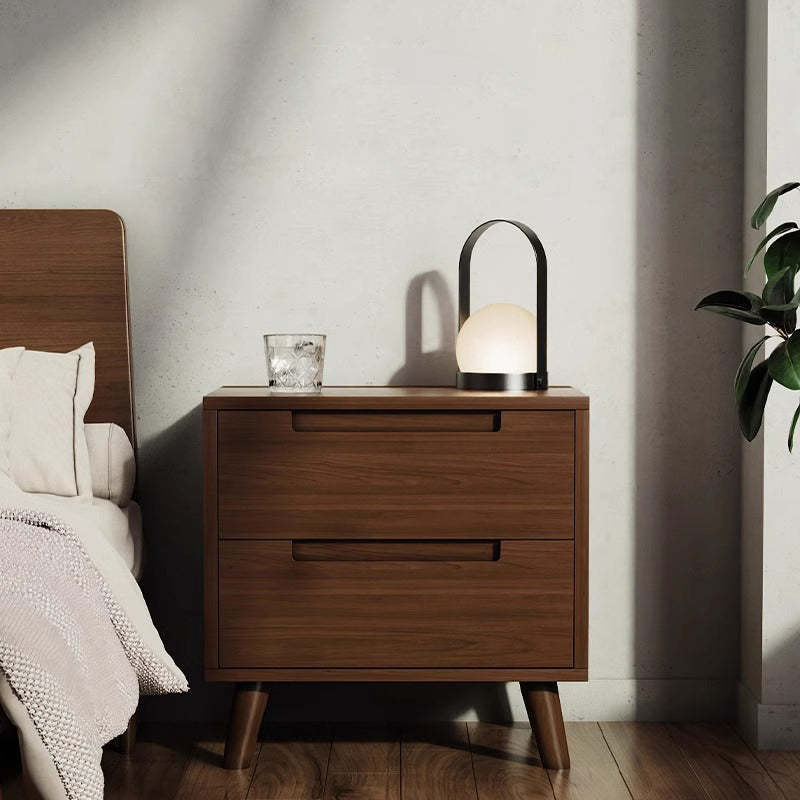 Minimalist Rubberwood 1/2-Drawer Nightstand — 1 / Walnut Color