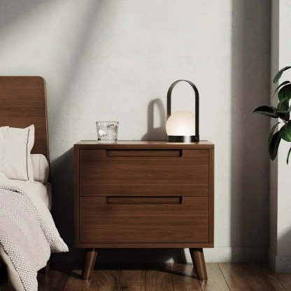 Minimalist Rubberwood 1/2-Drawer Nightstand — 1 / Walnut Color