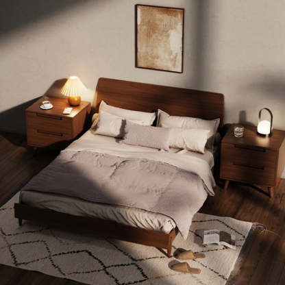 Minimalist Rubberwood 1/2-Drawer Nightstand