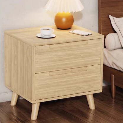 Minimalist Rubberwood 1/2-Drawer Nightstand