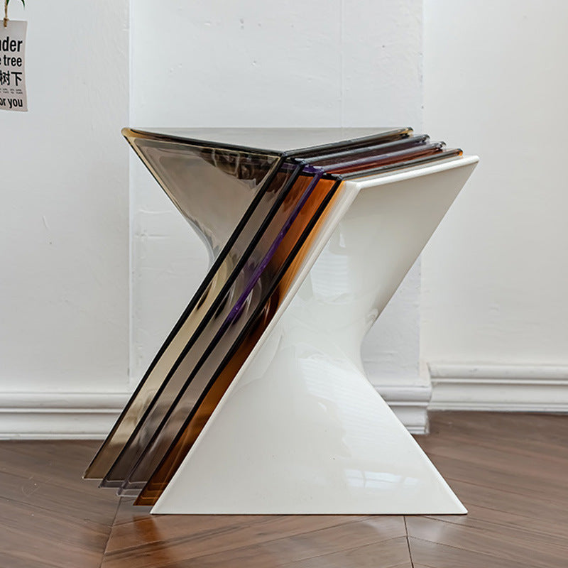 Irregular Geometric End Table — White