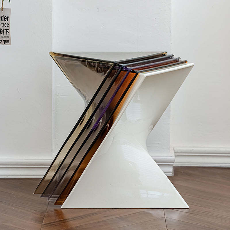 Irregular Geometric End Table — White