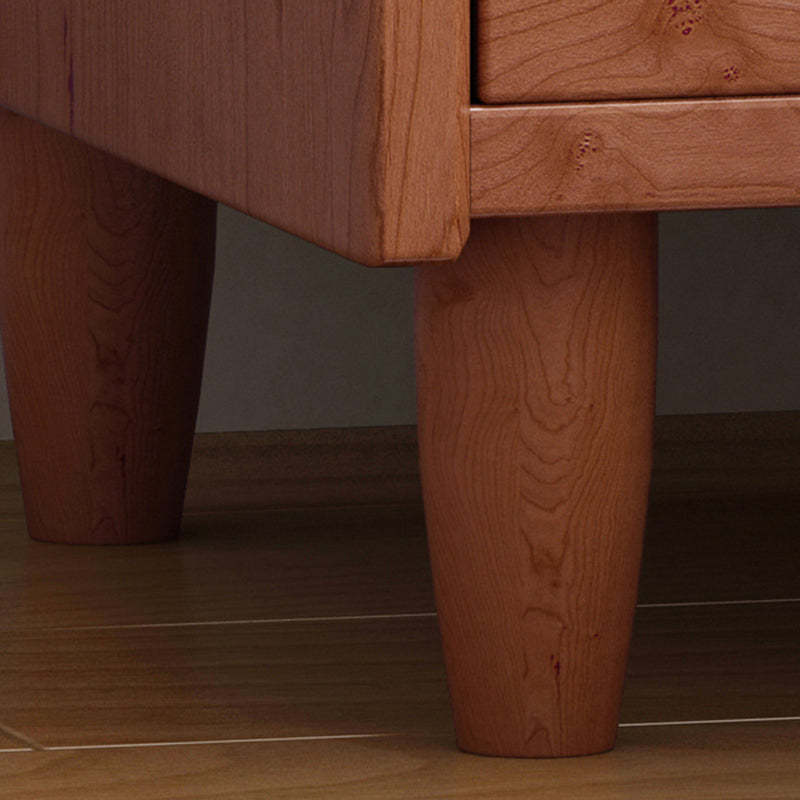 Vintage Trapezoidal Wood Rattan Nightstand