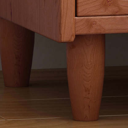 Vintage Trapezoidal Wood Rattan Nightstand