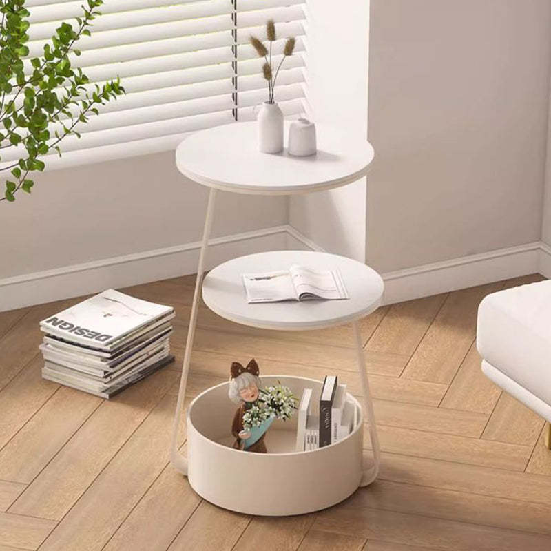 Cream Cloud Rock Slab Iron Coffee Table — White