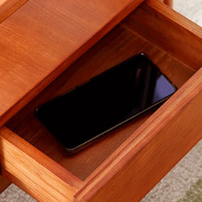 Japanese Glass Wood Rattan Oval 2-Tier 2-Drawer Coffee Table