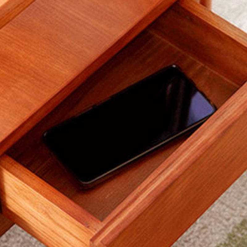 Japanese Glass Wood Rattan Oval 2-Tier 2-Drawer Coffee Table
