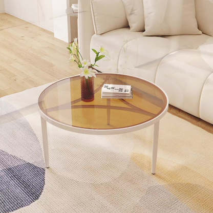 Minimalist Triangle Glass Metal Coffee Table