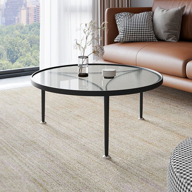 Minimalist Triangle Glass Metal Coffee Table — Black Frame + Transprent Glass