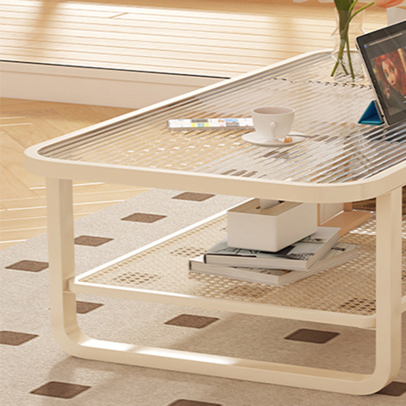 Minimalist Corner Glass Metal 2-Tier Coffee Table