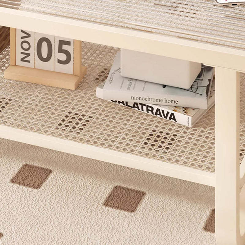 Minimalist Corner Glass Metal 2-Tier Coffee Table