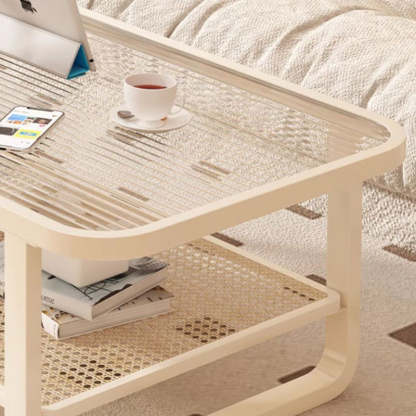 Minimalist Corner Glass Metal 2-Tier Coffee Table