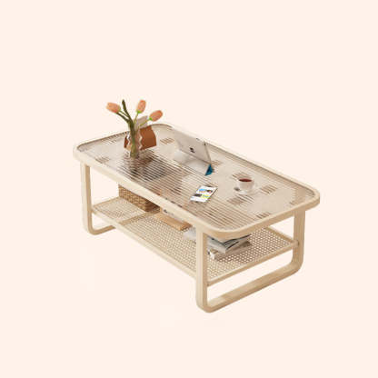 Minimalist Corner Glass Metal 2-Tier Coffee Table