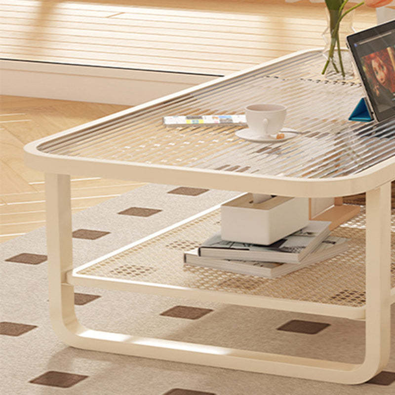 Minimalist Corner Glass Metal 2-Tier Coffee Table
