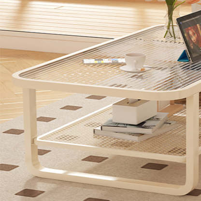 Minimalist Corner Glass Metal 2-Tier Coffee Table