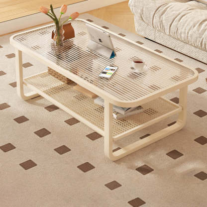 Minimalist Corner Glass Metal 2-Tier Coffee Table