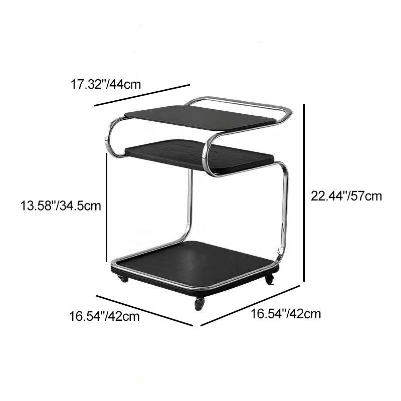 Nordic Titanium Wood Glass 3-Tier End Table