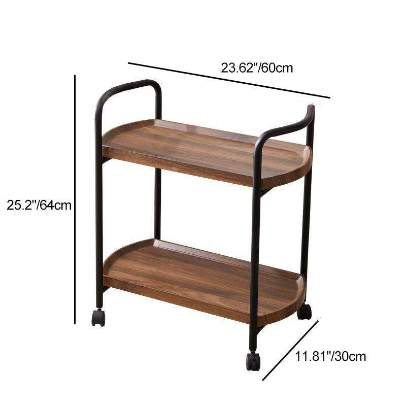 Minimalist Faux Panel Metal 2-Tier End Table with Armrest