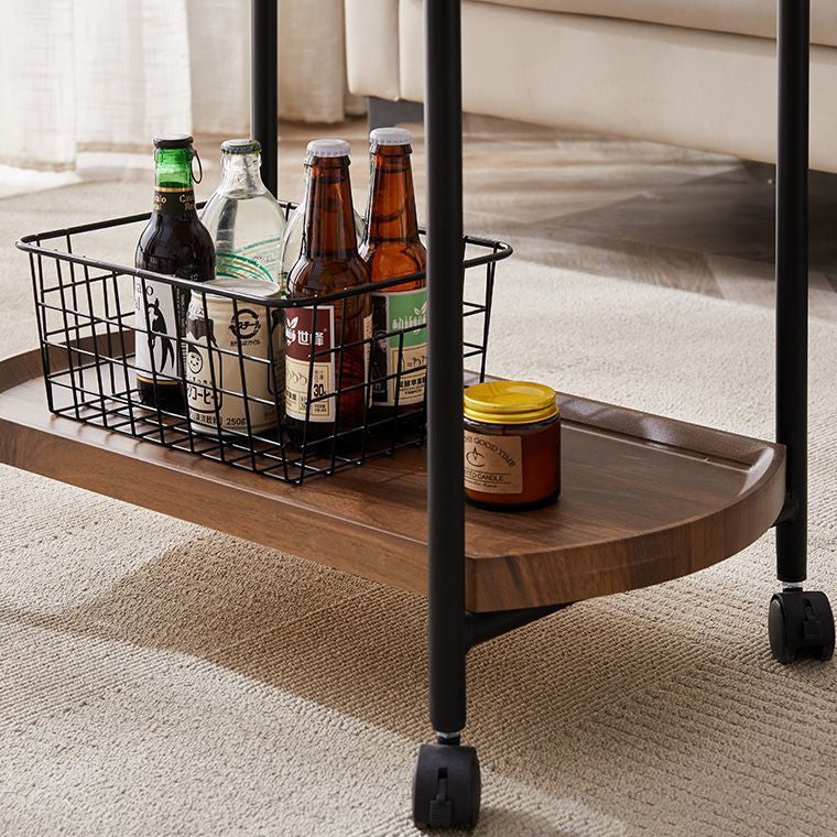Minimalist Faux Panel Metal 2-Tier End Table with Armrest