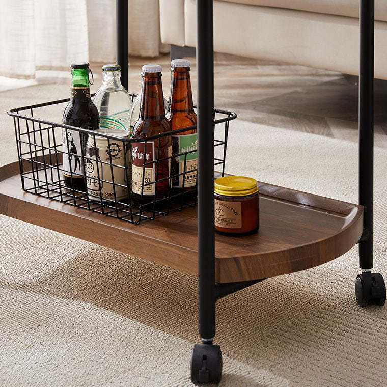 Minimalist Faux Panel Metal 2-Tier End Table with Armrest