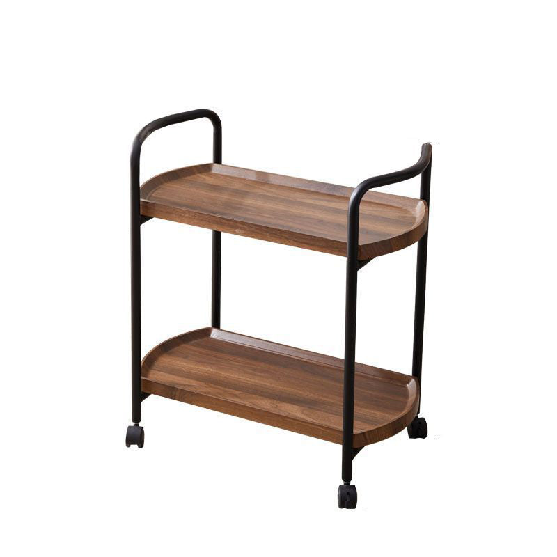 Minimalist Faux Panel Metal 2-Tier End Table with Armrest