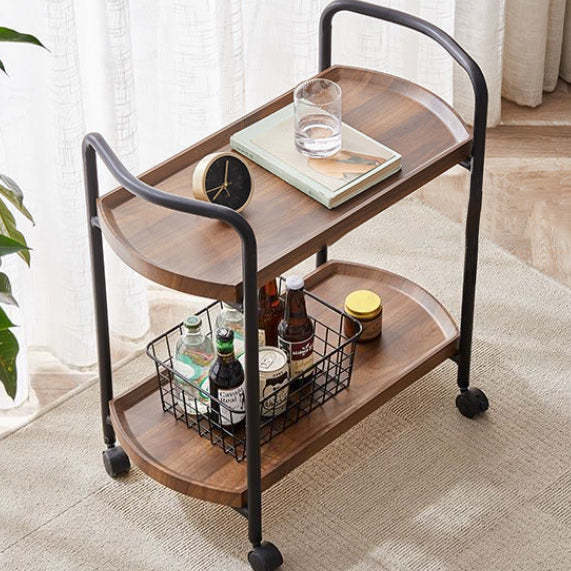 Minimalist Faux Panel Metal 2-Tier End Table with Armrest