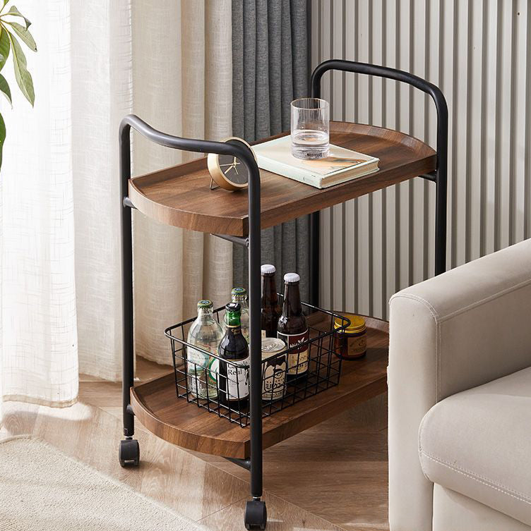 Minimalist Faux Panel Metal 2-Tier End Table with Armrest
