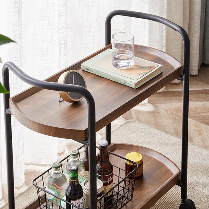 Minimalist Faux Panel Metal 2-Tier End Table with Armrest
