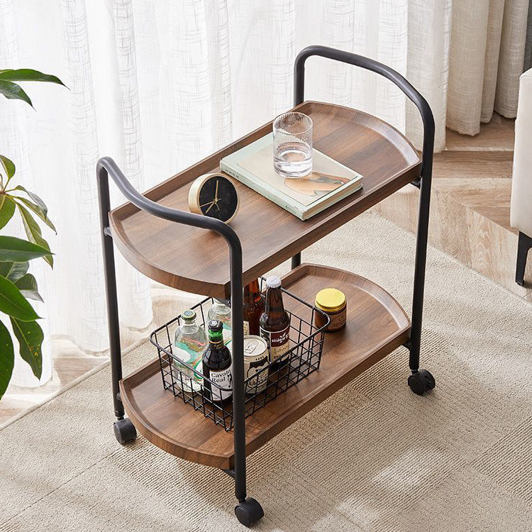 Minimalist Faux Panel Metal 2-Tier End Table with Armrest