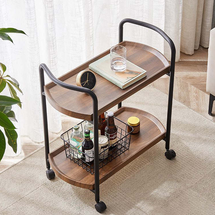 Minimalist Faux Panel Metal 2-Tier End Table with Armrest