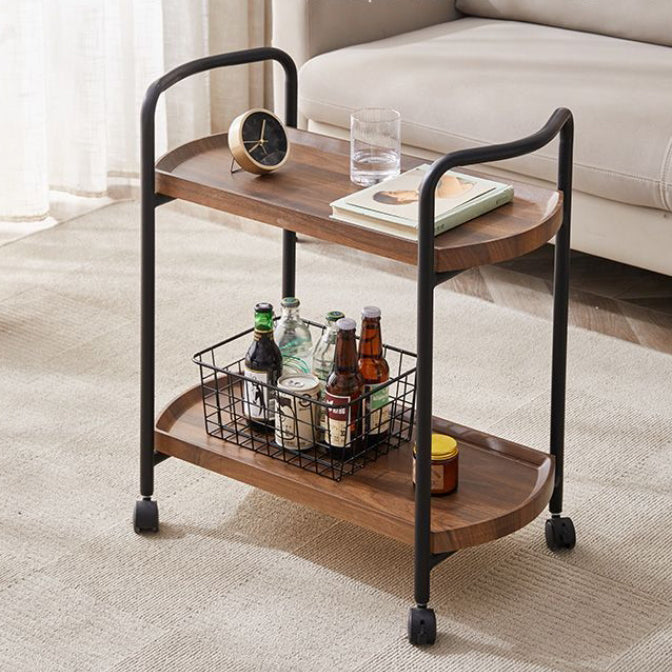 Minimalist Faux Panel Metal 2-Tier End Table with Armrest