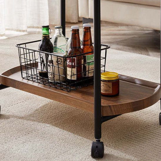 Minimalist Faux Panel Metal 2-Tier End Table with Armrest