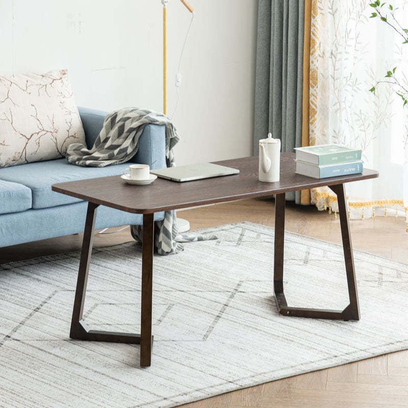 Minimalist Oval Faux Panel Wood Coffee Table