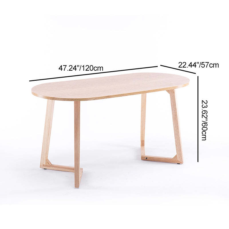 Minimalist Oval Faux Panel Wood Coffee Table