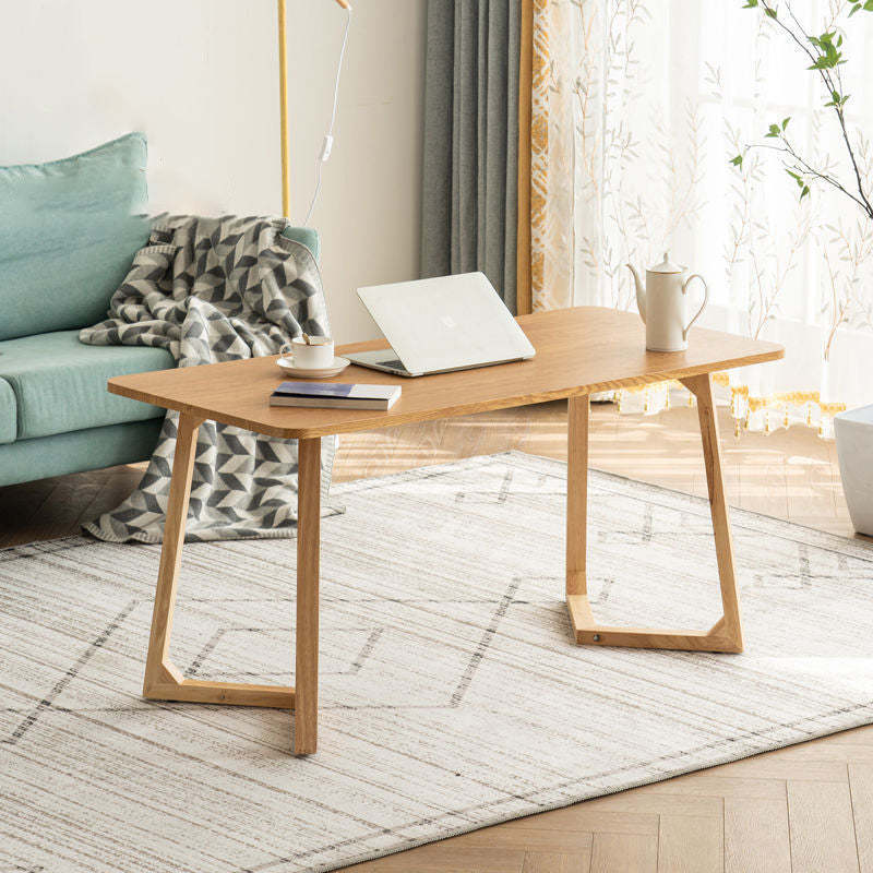 Minimalist panel oval coffee tables in wood — Rectangular / Natural Wood