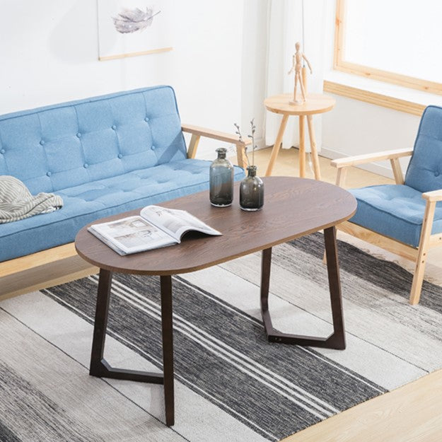 Minimalist Oval Faux Panel Wood Coffee Table