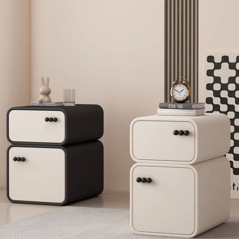 Nordic Cream Microfiber Leather Nightstand