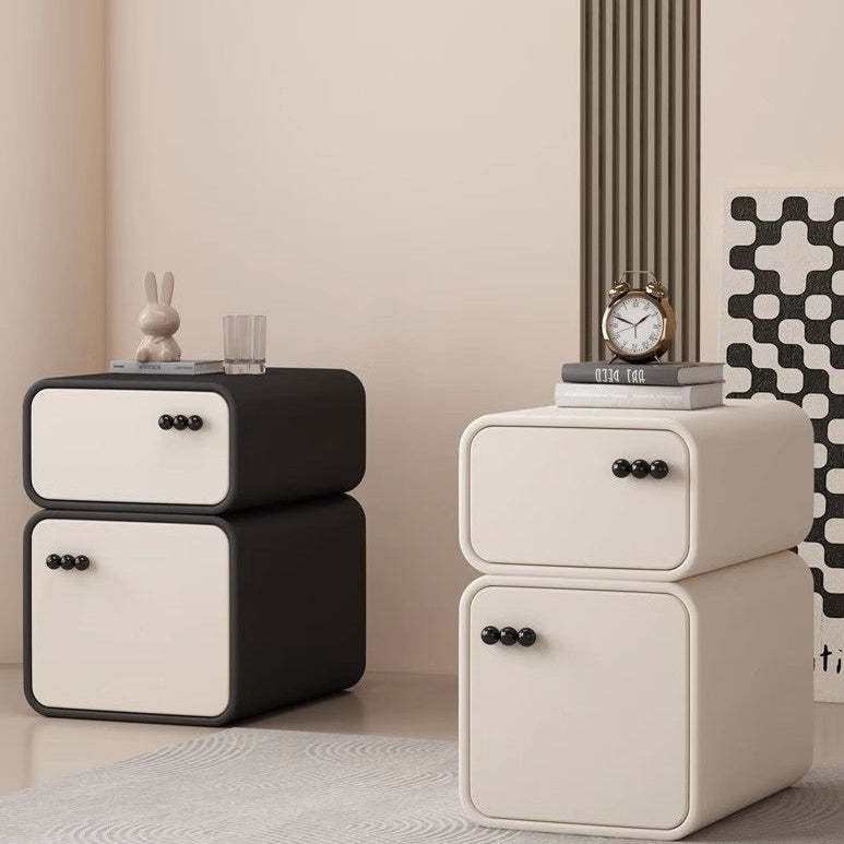 Nordic Cream Microfiber Leather Nightstand — White