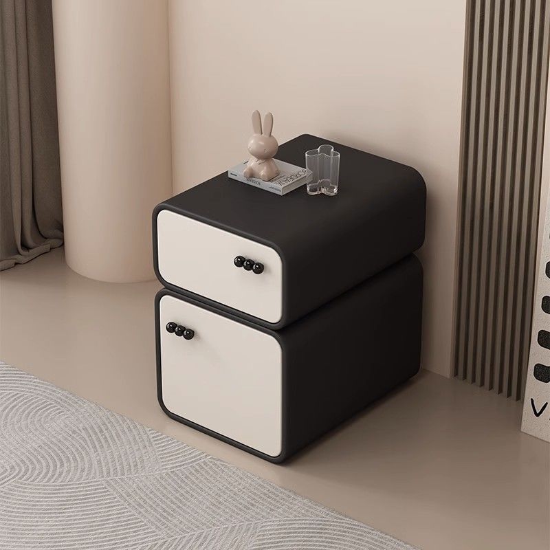 Nordic Cream Microfiber Leather Nightstand — Dark Gray