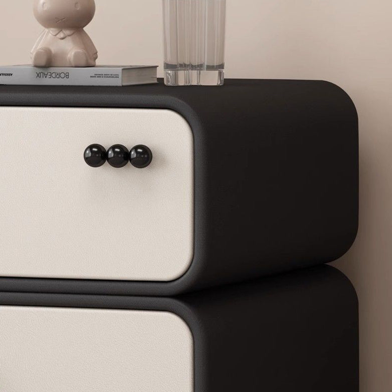 Nordic Cream Microfiber Leather Nightstand — Khaki