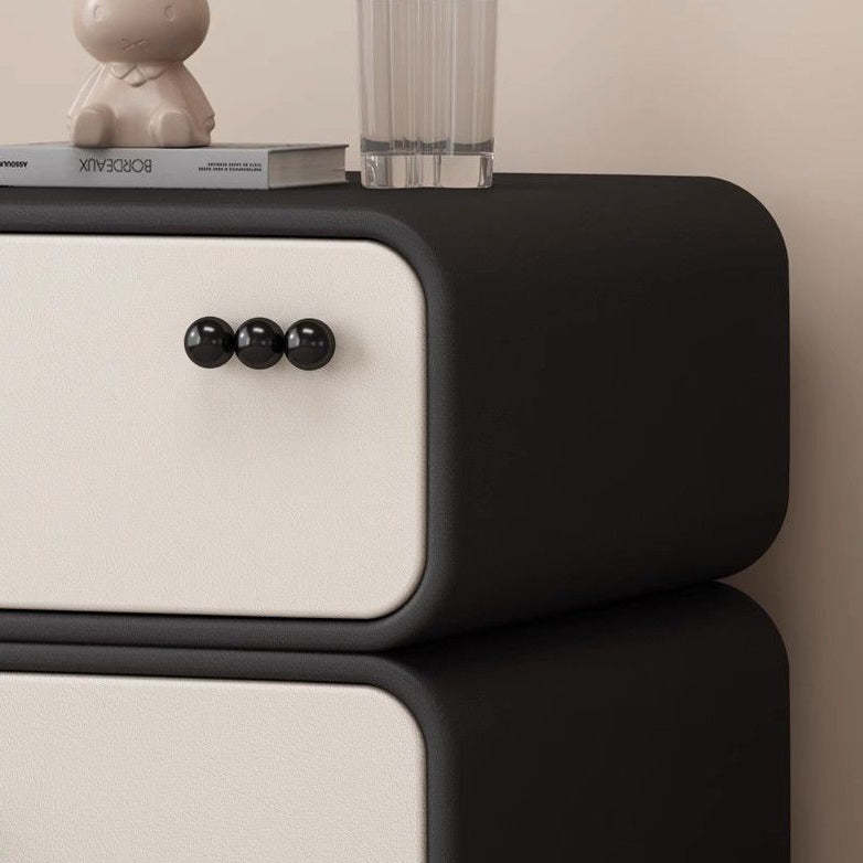 Nordic Cream Microfiber Leather Nightstand — Khaki
