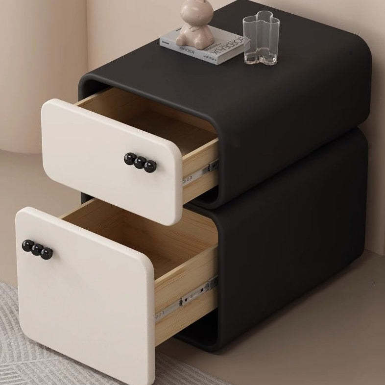 Nordic Cream Microfiber Leather Nightstand — Orange