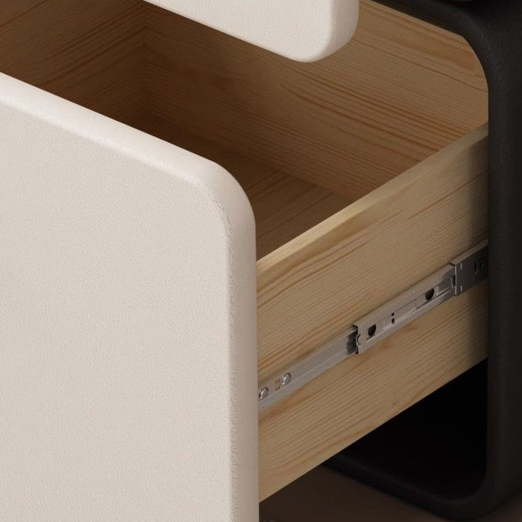 Nordic Cream Microfiber Leather Nightstand — White