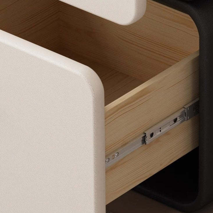Nordic Cream Microfiber Leather Nightstand — White